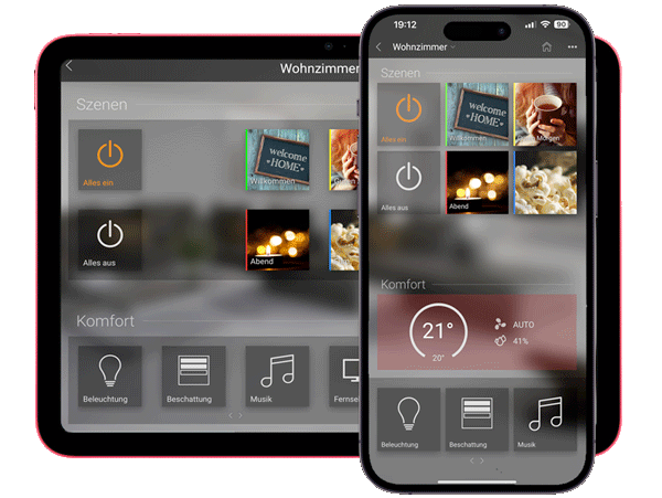 Basalte Home Visualisierung auf iPhone 14 Pro Max und iPad 10