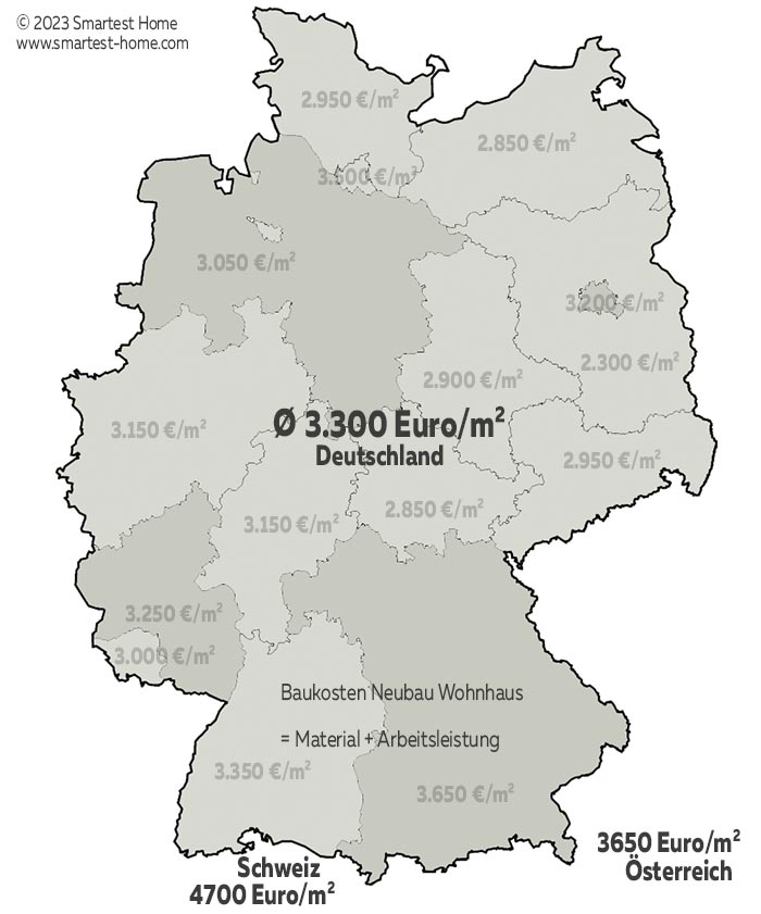 Baukosten pro qm Deutschland 2023