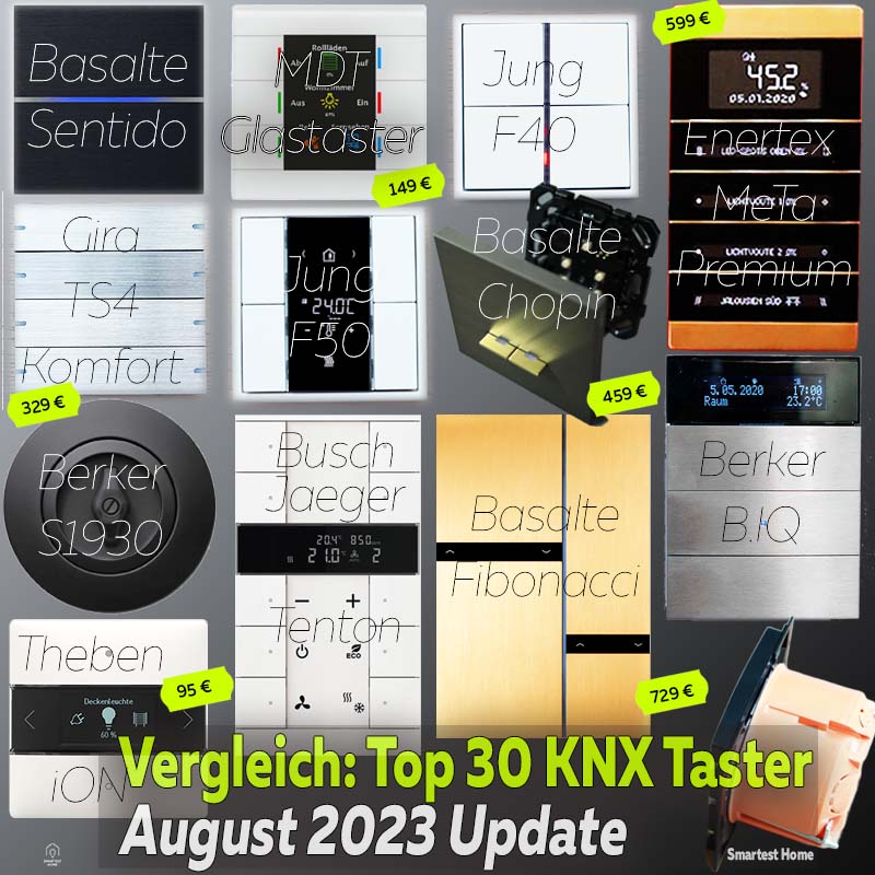 Vergleich Top 30 KNX Taster - August 2023
